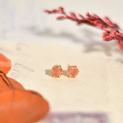 6 mm Round cut Sunstone Earrings