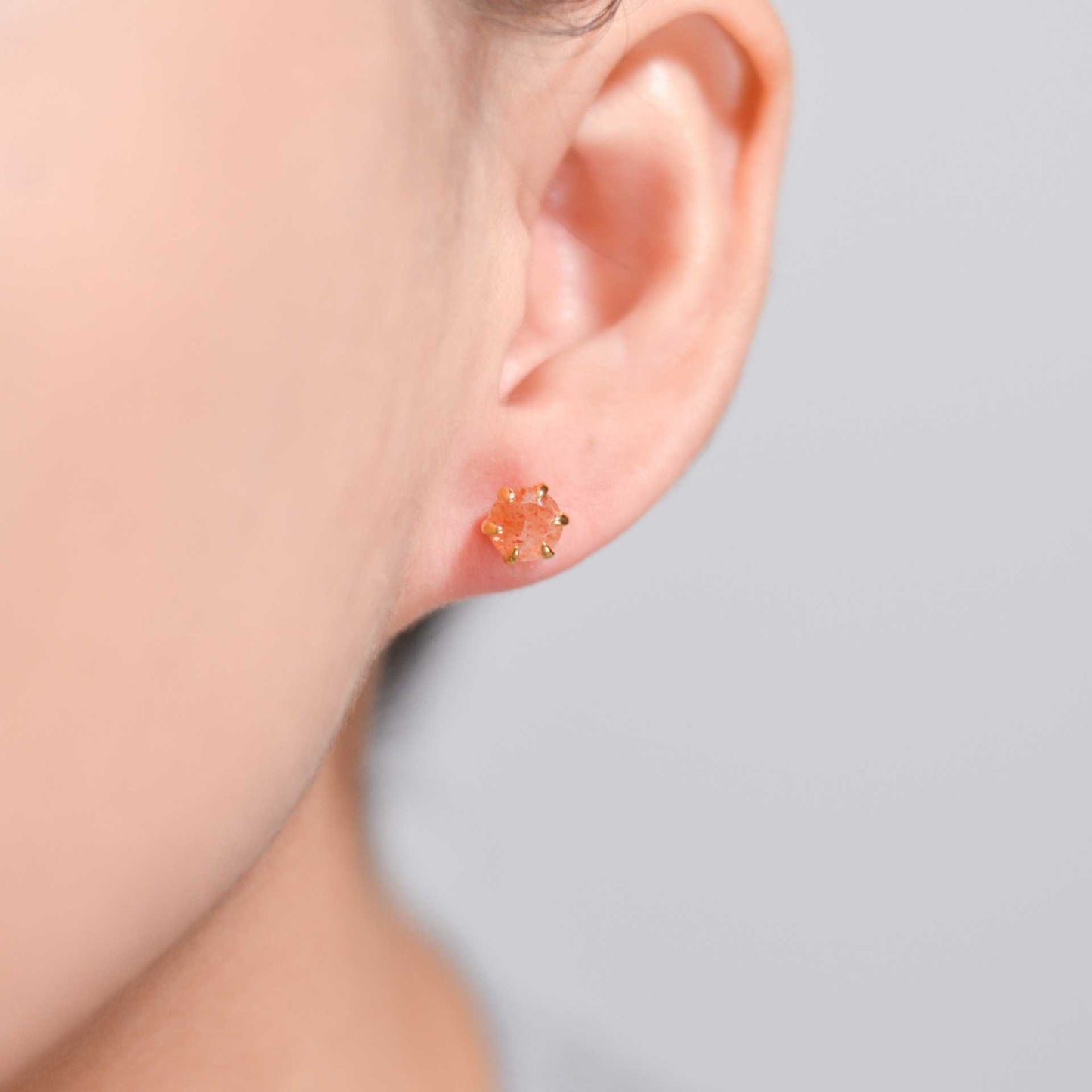 6 mm Round cut Sunstone Earrings