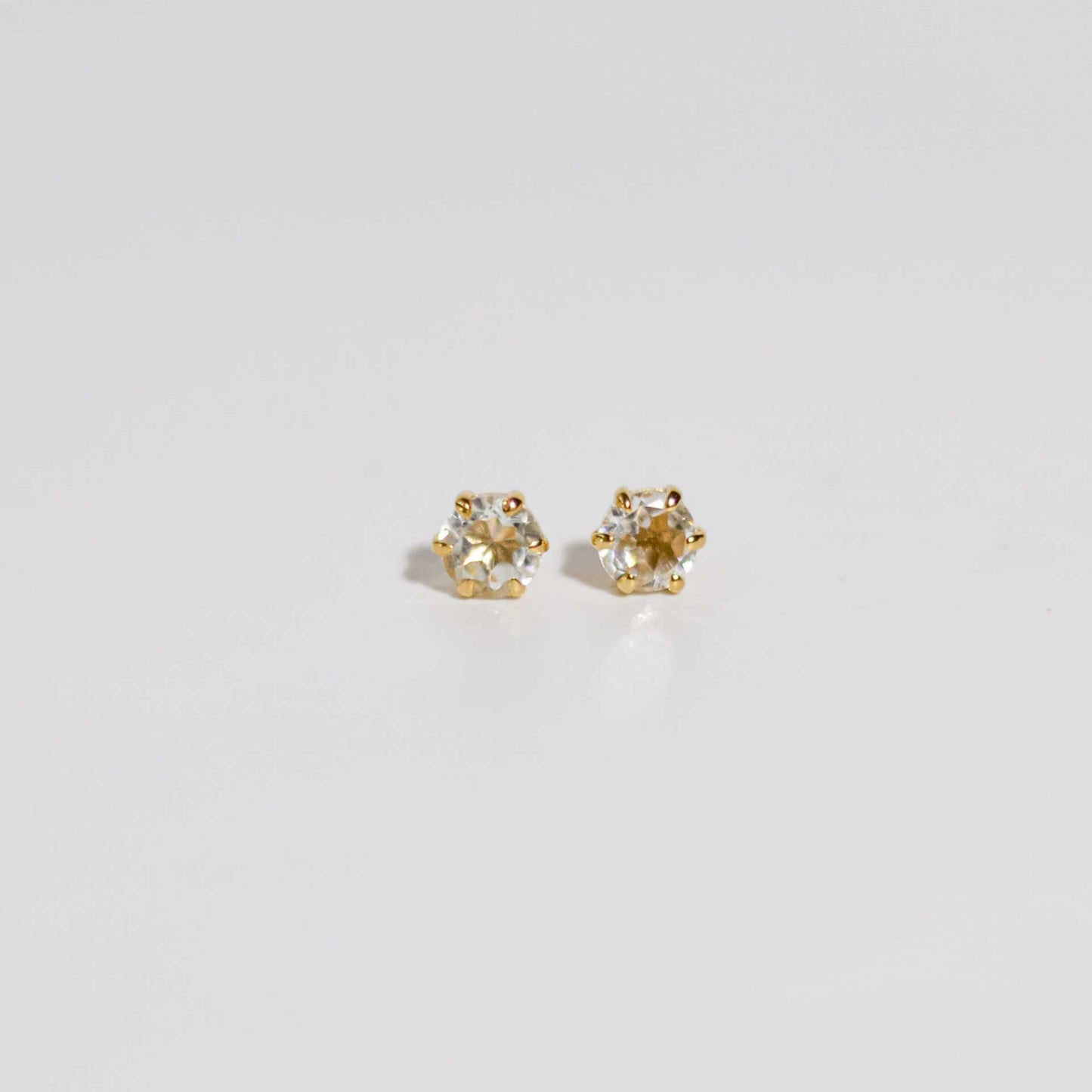 6 mm Round cut White Topaz Earrings