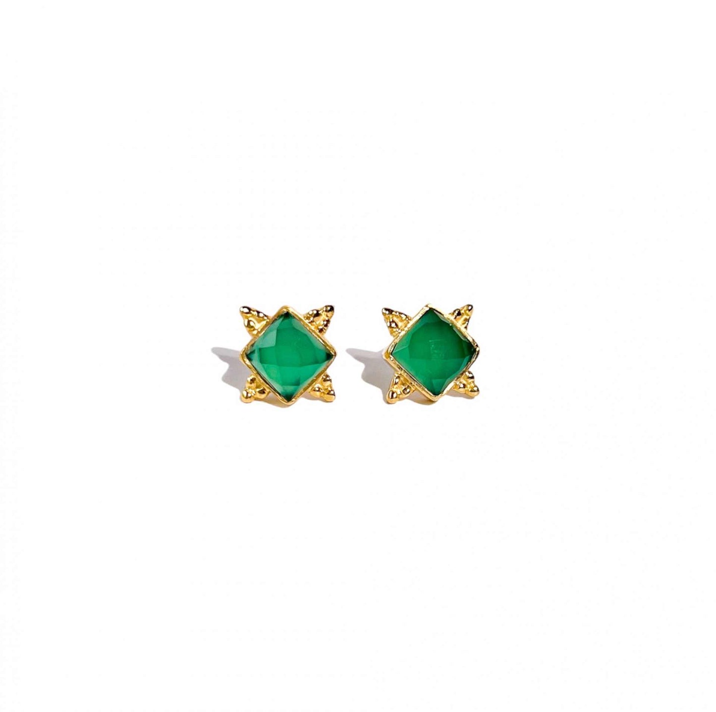 6 mm Square cut Green Onyx Earrings