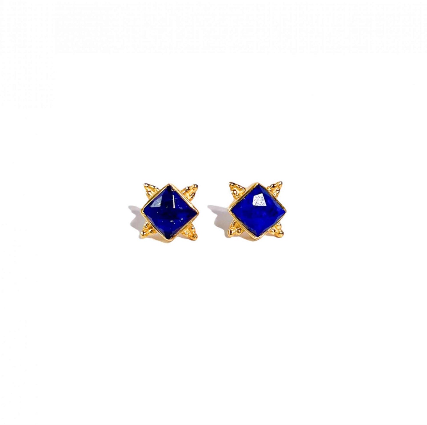 6 mm Square cut Lapis Azul Earrings