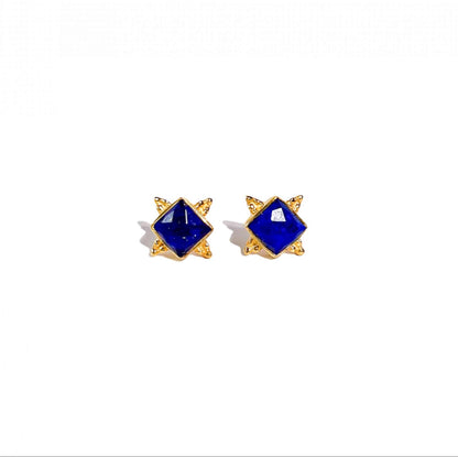 6 mm Square cut Lapis Azul Earrings