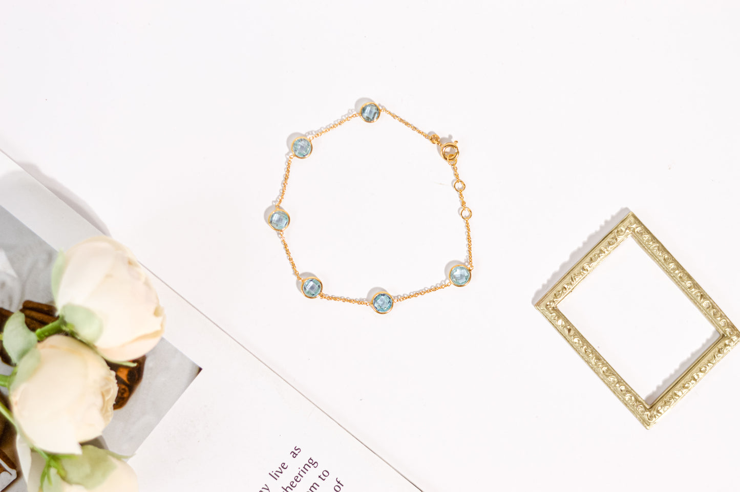6 mm round briolette Sky Blue Topaz Bracelet