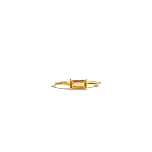 6 x 3 mm Baguette cut Citrine Ring