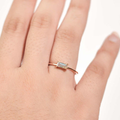 6 x 3 mm Baguette cut Labradorite Ring