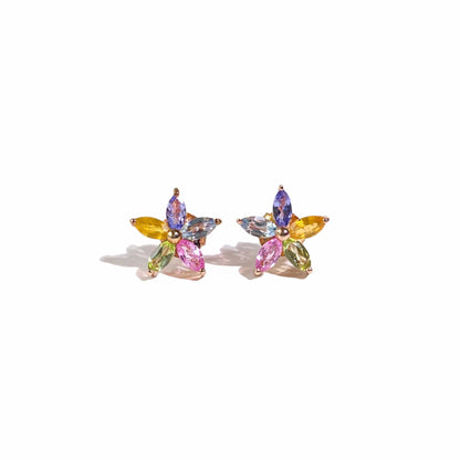6 x 3 mm Marquise cut Flower Cluster Earrings (Yellow Thai Sapphire, Pink Tourmaline, Peridot, Tanzanite, Blue Topaz)