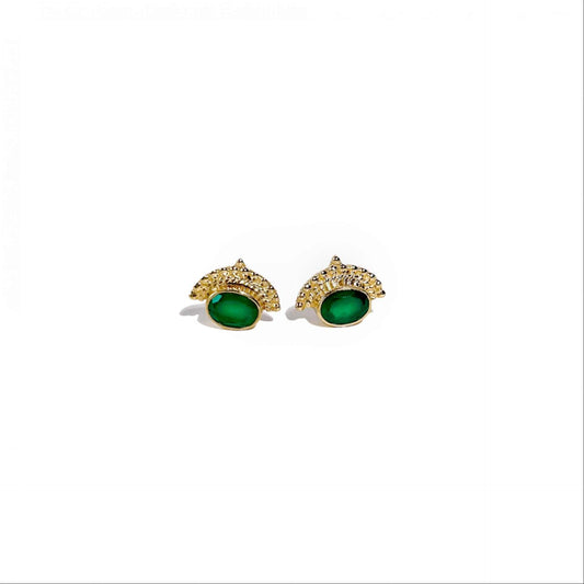 6 x 4 mm Oval cut Green Onyx Earrings