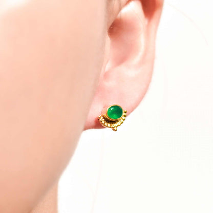 6 x 4 mm Oval cut Green Onyx Earrings
