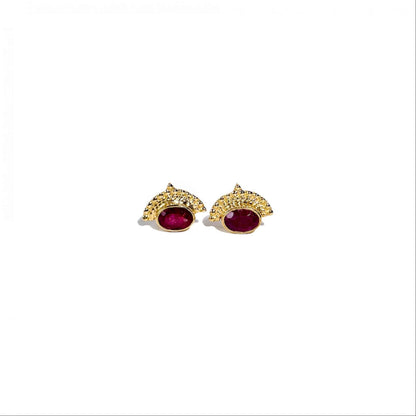 6 x 4 mm Oval cut Ruby Earrings