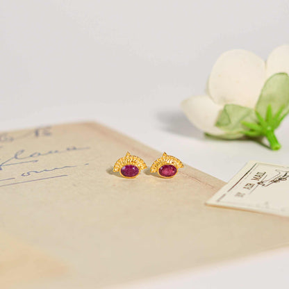 6 x 4 mm Oval cut Ruby Earrings