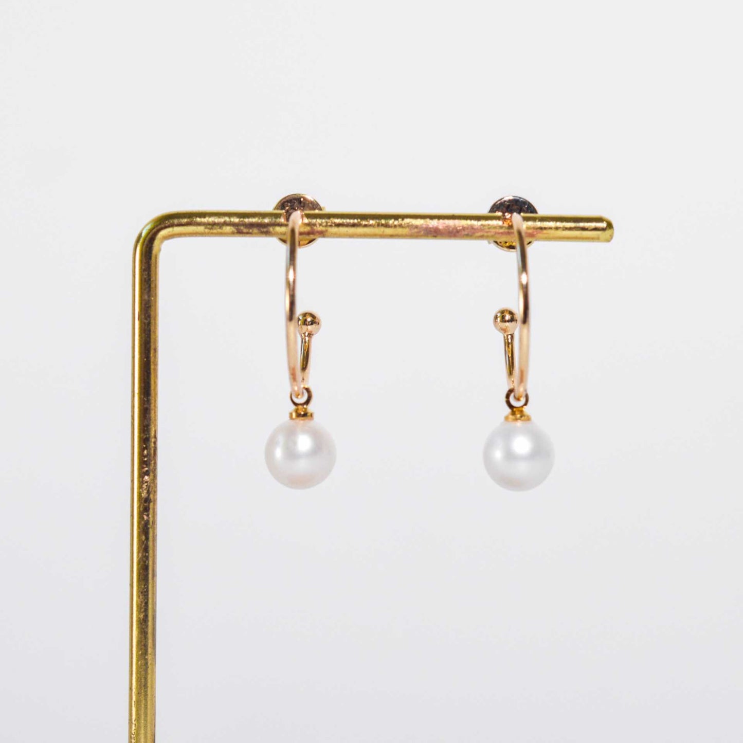 7.8 mm White Round Pearl Yellow Gold Plated Half Hoop Earrings
