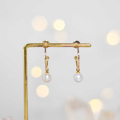 7.8 mm White Round Pearl Yellow Gold Plated Half Hoop Earrings