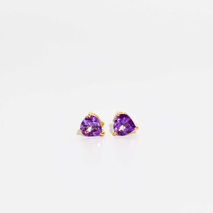 7 mm Heart Purple Amethyst Earrings