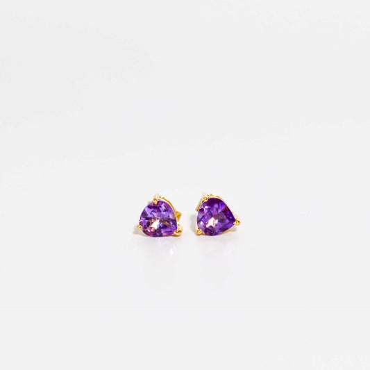 7 mm Heart Purple Amethyst Earrings