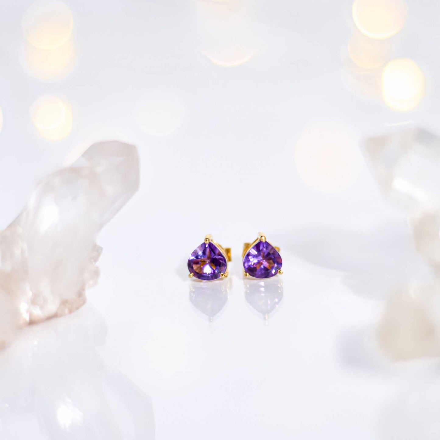 7 mm Heart Purple Amethyst Earrings