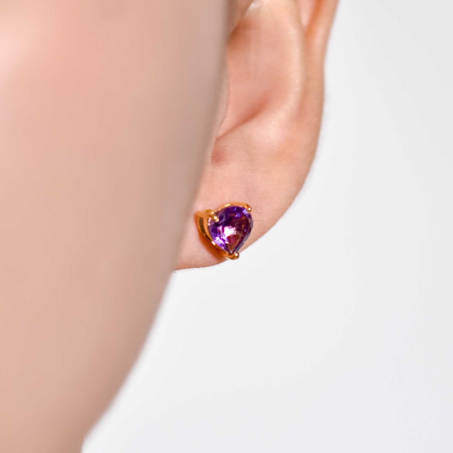 7 mm Heart Purple Amethyst Earrings