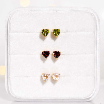 7 mm Heart Purple Amethyst Earrings