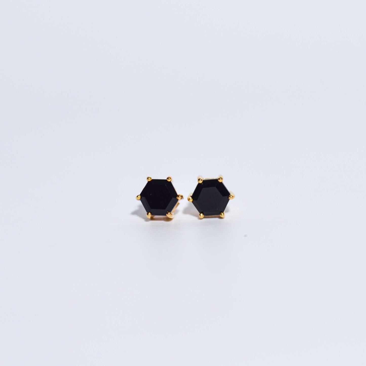 7 mm Hexagon cut Black Onyx Earrings