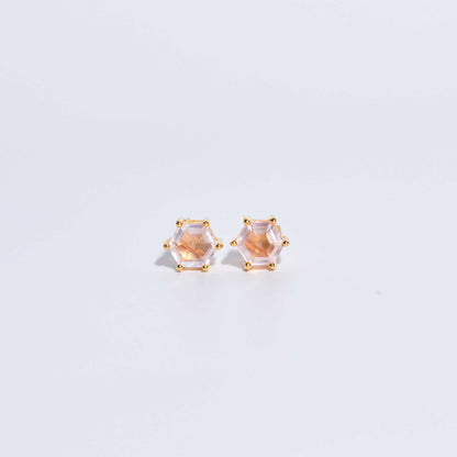 7 mm Hexagon cut Rose Quartz Earrings