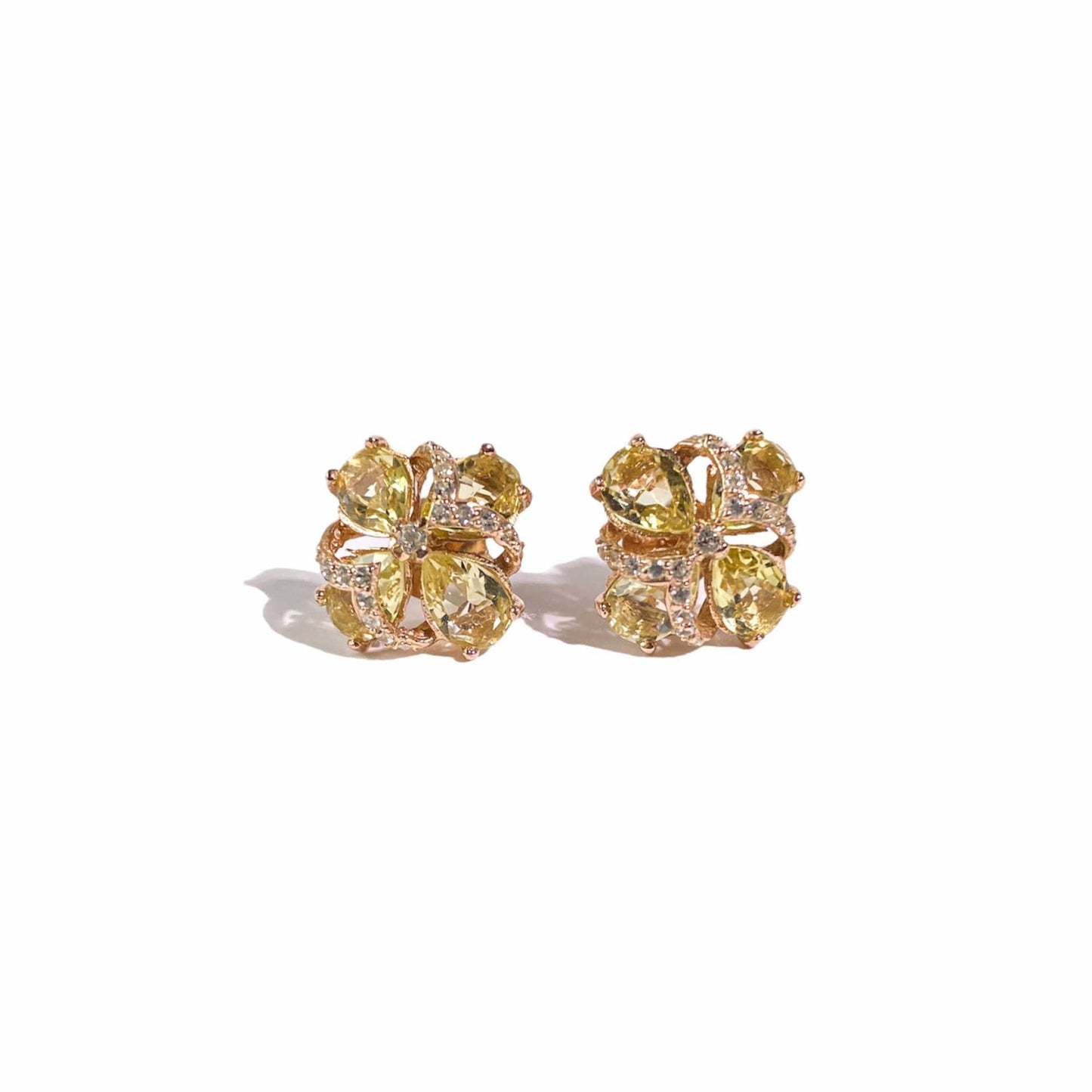 7 x 5 mm Pear cut Lemon Topaz Cluster Earrings with Infinity Cz Earrings