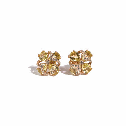 7 x 5 mm Pear cut Lemon Topaz Cluster Earrings with Infinity Cz Earrings