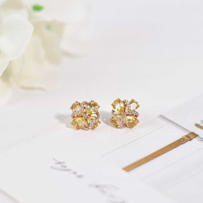 7 x 5 mm Pear cut Lemon Topaz Cluster Earrings with Infinity Cz Earrings