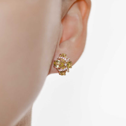 7 x 5 mm Pear cut Lemon Topaz Cluster Earrings with Infinity Cz Earrings