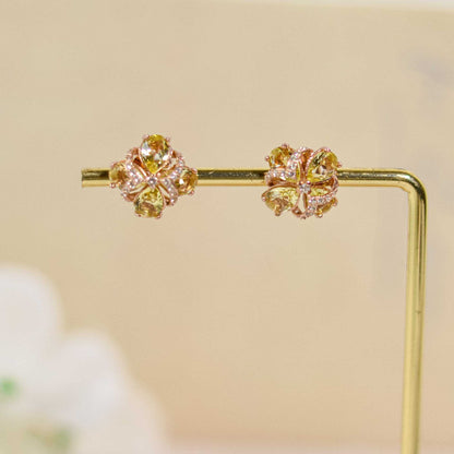 7 x 5 mm Pear cut Lemon Topaz Cluster Earrings with Infinity Cz Earrings