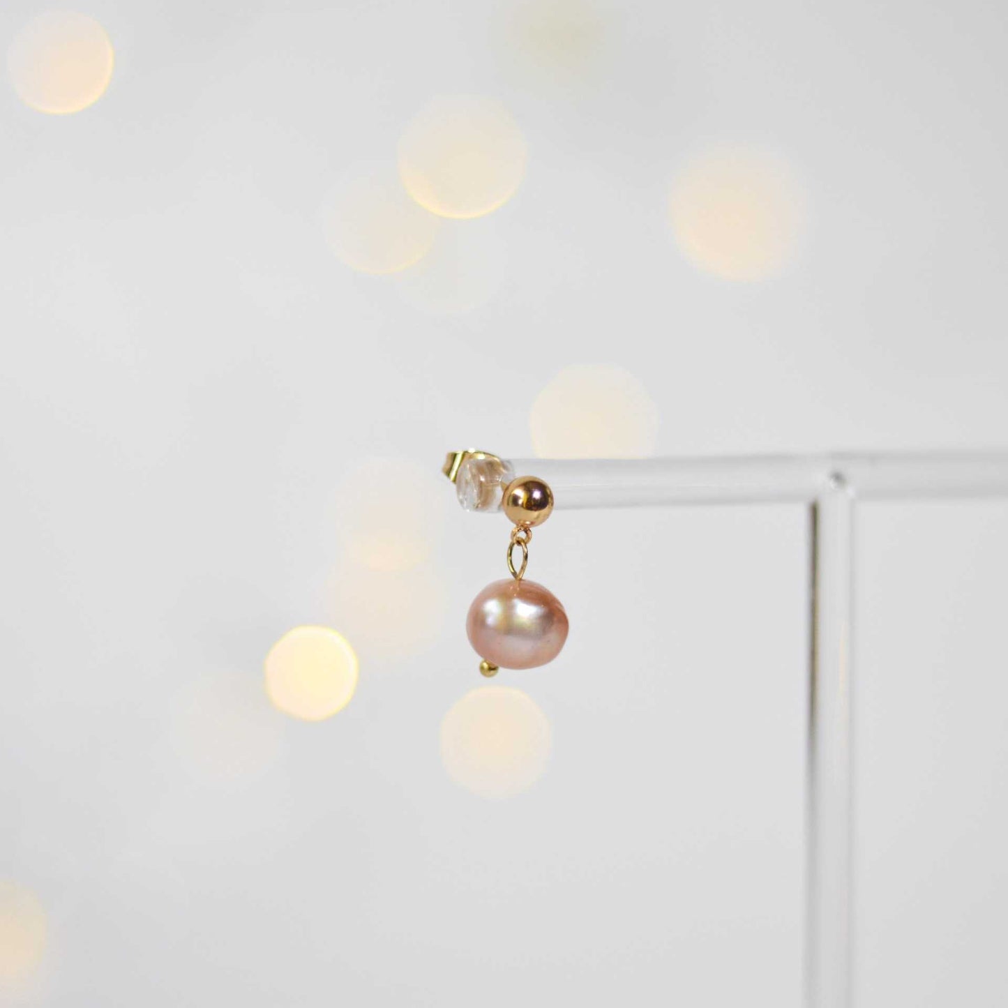 8.6 mm purple kieshe yellow gold plated dangling earrings
