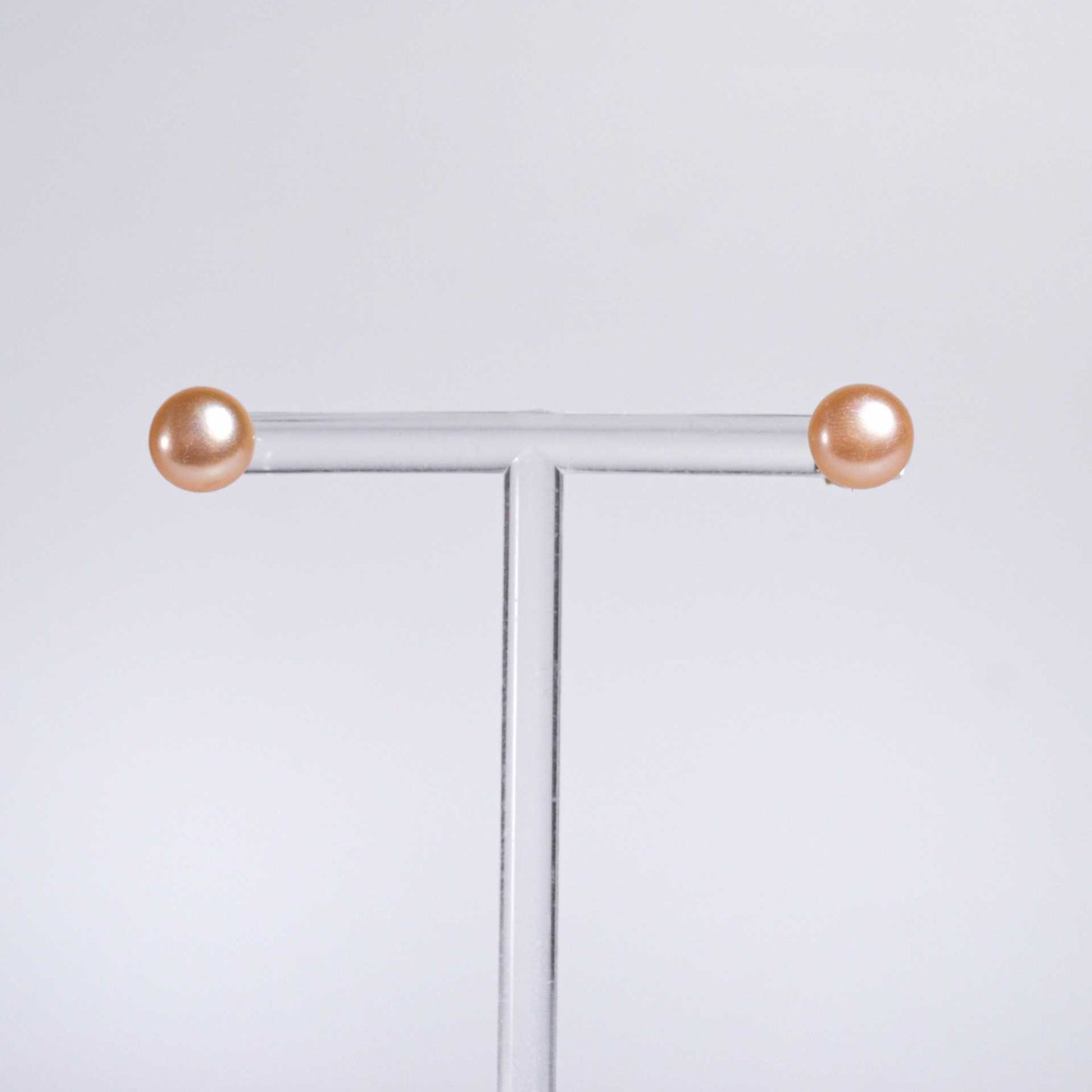 8.9 mm Peach Siopao Pearl Yellow Gold Plated Stud Earrings