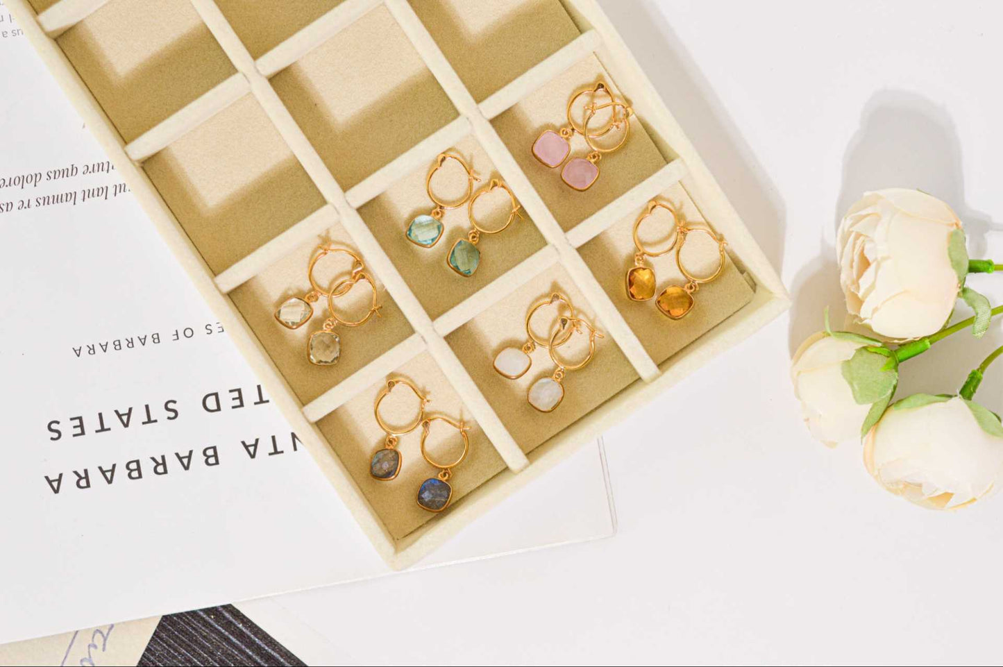 8 mm Cushion Briolette Citrine Small Hoop Earrings