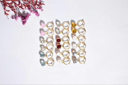 8 mm Cushion Briolette Rainbow Moonstone Small Hoop Earrings