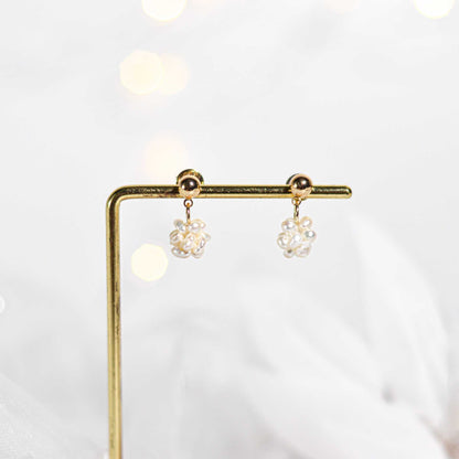 8 mm white pearl ball yellow gold plated ball stud earrings