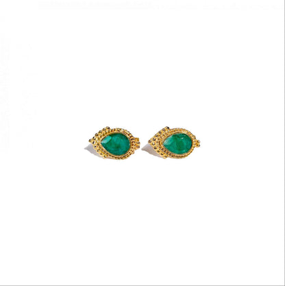 8 x 6 mm Pear cut Green Onyx Earrings