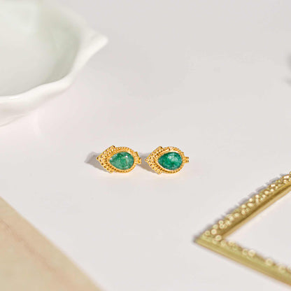 8 x 6 mm Pear cut Green Onyx Earrings