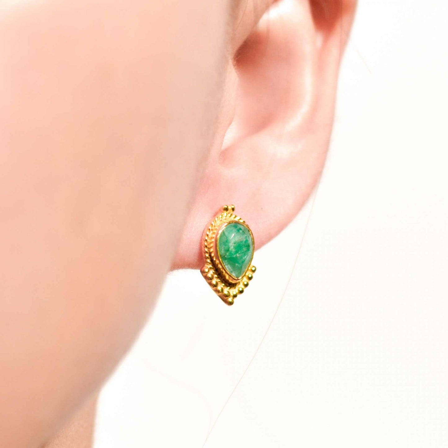 8 x 6 mm Pear cut Green Onyx Earrings
