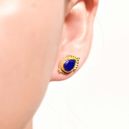 8 x 6 mm Pear cut Lapis Azul Earrings