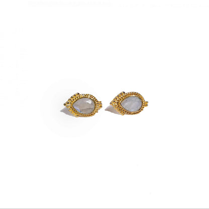 8 x 6 mm Pear cut Rainbow Moonstone Earrings