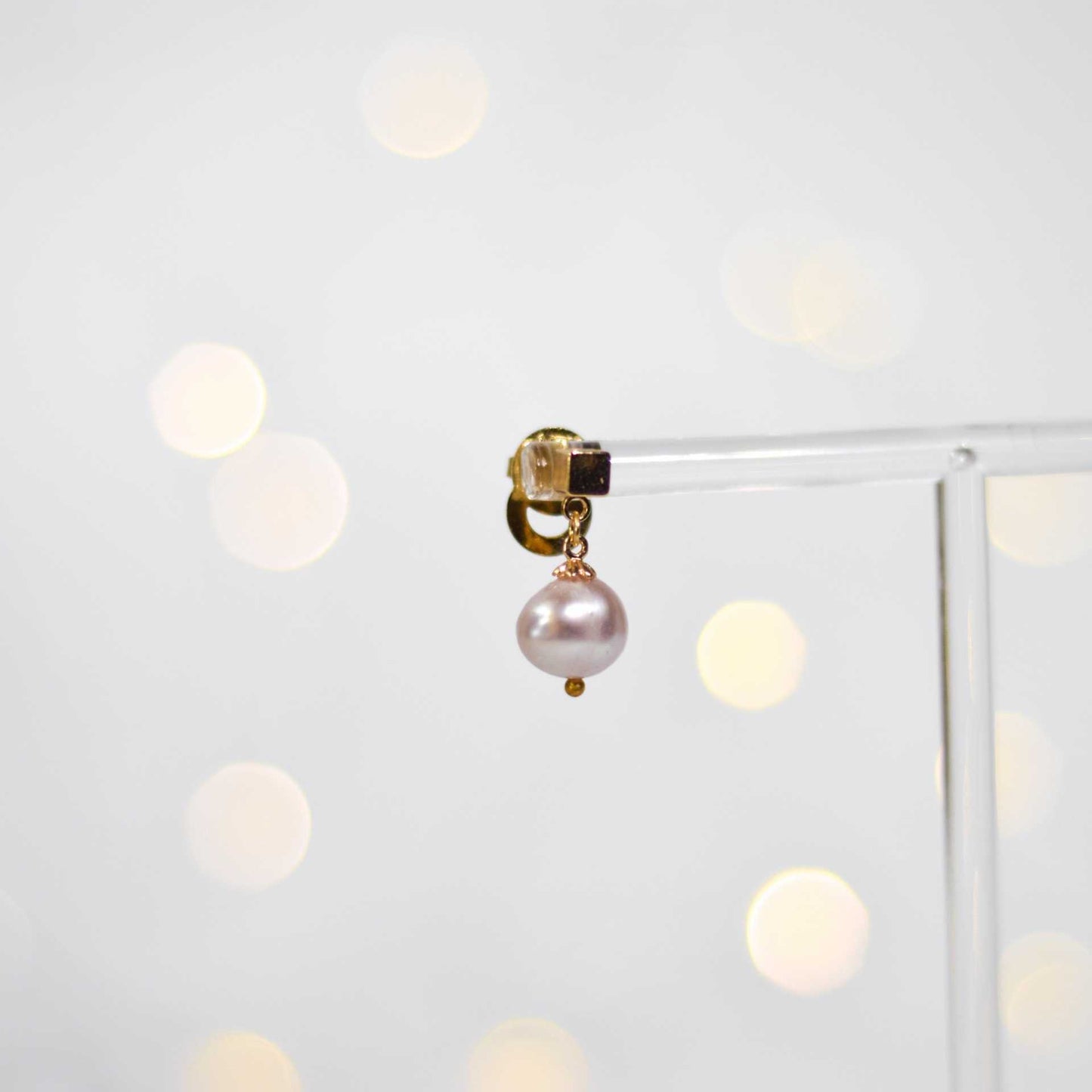 9.1 mm purple kieshe yellow gold plated dangling earrings with square stud