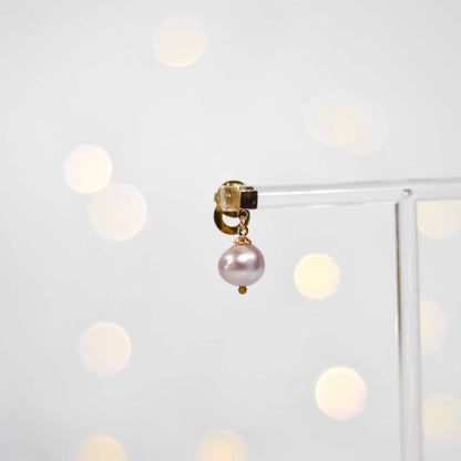 9.1 mm purple kieshe yellow gold plated dangling earrings with square stud