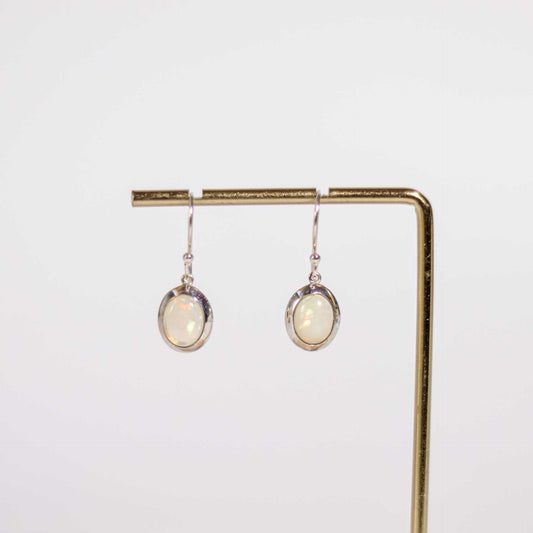 9 x 7 mm Oval cut Opal Cabochon Hook earrings