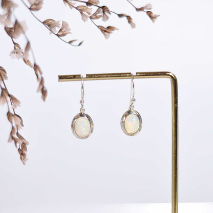9 x 7 mm Oval cut Opal Cabochon Hook earrings