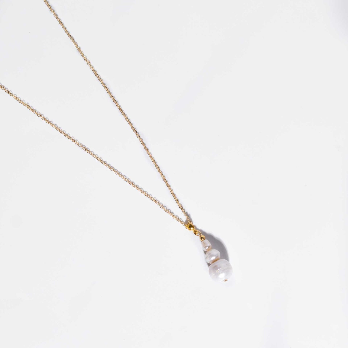 Multi-tier pearl pendant yellow gold plated necklace