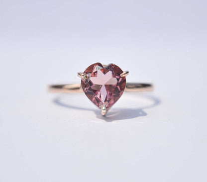8 mm Heart cut Rhodolite Garnet Ring