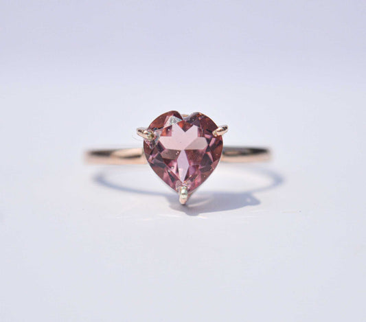8 mm Heart cut Rhodolite Garnet Ring