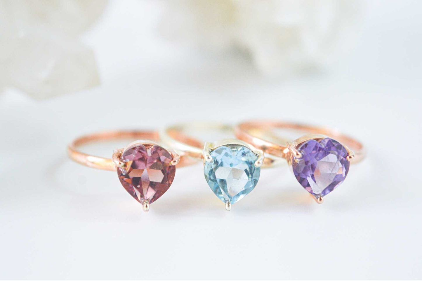 8 mm Heart cut Rhodolite Garnet Ring