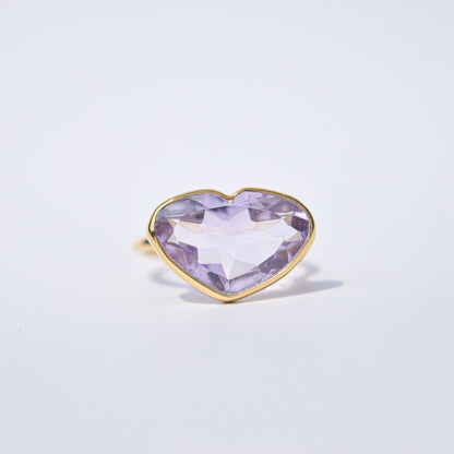 10 x 15 mm Heart cut Pink Amethyst Ring