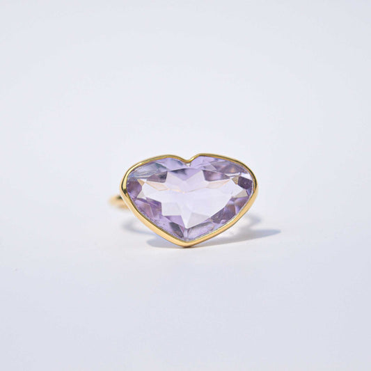 10 x 15 mm Heart cut Pink Amethyst Ring