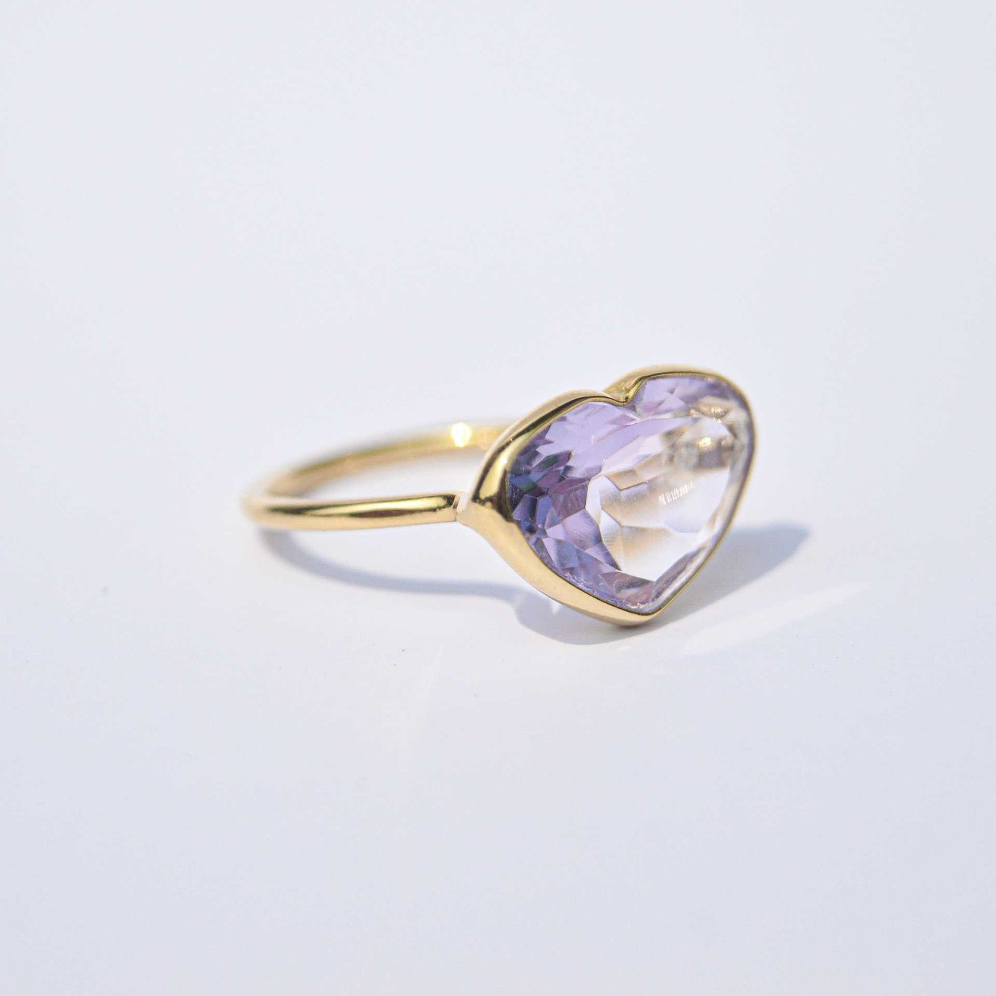 10 x 15 mm Heart cut Pink Amethyst Ring