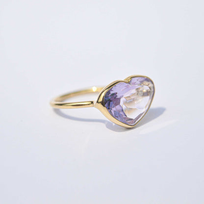 10 x 15 mm Heart cut Pink Amethyst Ring